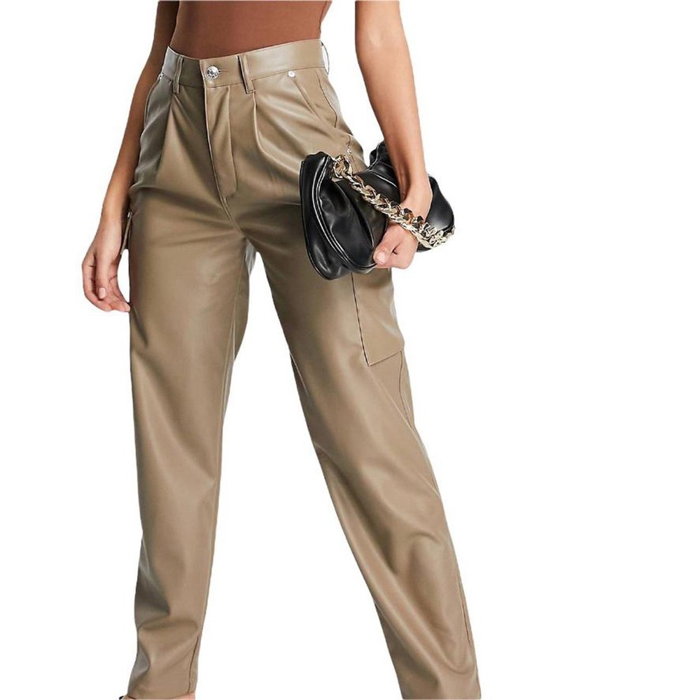 Slouchy faux leather cargo pocket pants